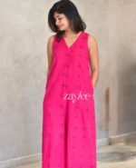 Fuchsia Pink Cotton Jumpsuit - Image 3