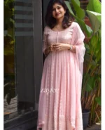 Pink Chikankari Anarkali & Net dupatta - Image 6