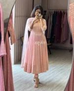 Pink Chikankari Anarkali & Net dupatta