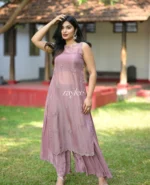 Dusty Rose Mauve Embellished Three Piece Set - Image 3