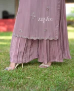 Dusty Rose Mauve Embellished Three Piece Set - Image 6