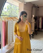 Golden Mustard Brocade Kurta - Image 3
