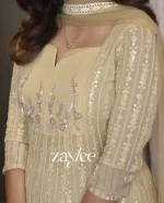 Beige Embellished Chikankari Anarkali - Image 4