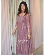 Deep Mauve Chikankari Anarakali