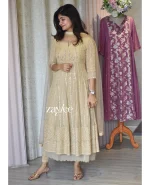 Beige Embellished Chikankari Anarkali
