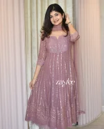 Deep Mauve Chikankari Anarakali - Image 2