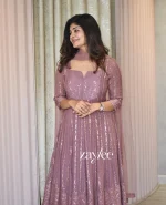 Deep Mauve Chikankari Anarakali - Image 4