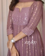 Deep Mauve Chikankari Anarakali - Image 5