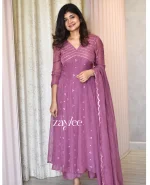 Deep Onion Pink Organza Panelled Kurta